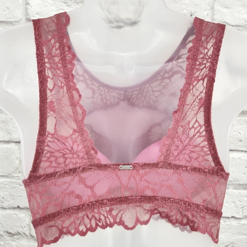 Pink Victoria Secret Rose Color Lace Bralette Size Small - Picture 12 of 12